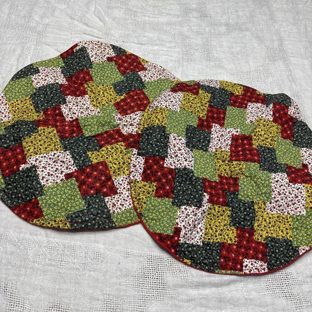 Lot Of 2 Vintage Hot And Cold Casserole Dish Carriers Patchwork Handmade Quilted